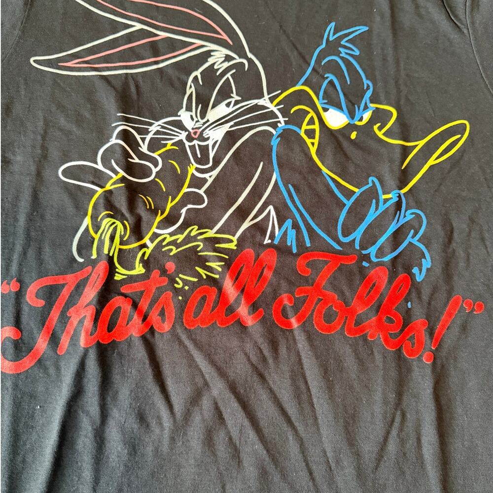 Looney Tunes Bugs Bunny Daffy Duck That’s All Folks Tee M NWOT
